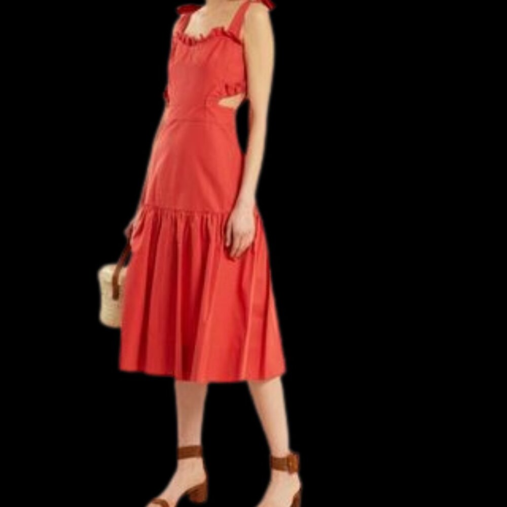 Rebecca Taylor Cut-Out Cotton and Linen-Blend Dress Size 8